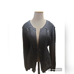 Nwot Tribal black metallic single clasp closure cardigan